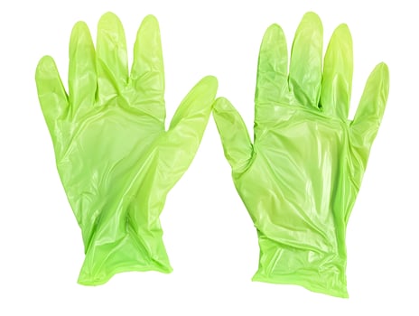 Green Steril medical gloves latex medicine protective glove photo