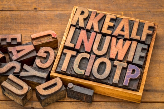 alphabet abstract in vintage wood type photo