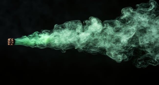 Swirling green smoke from a burning incense stick photo