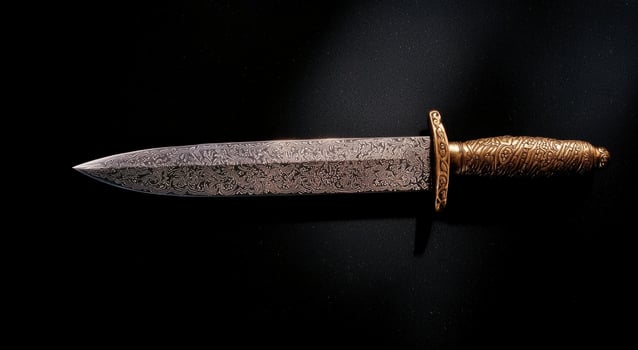 Ornate Dagger on Black Background photo