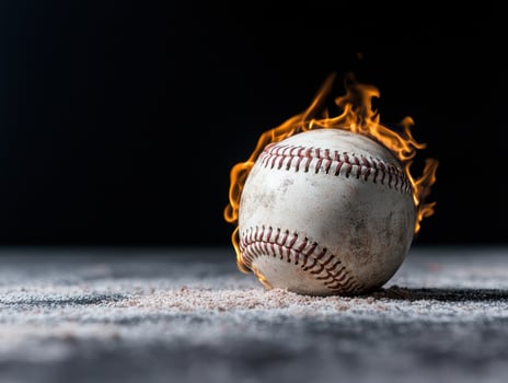 Burning baseball on dark background photo