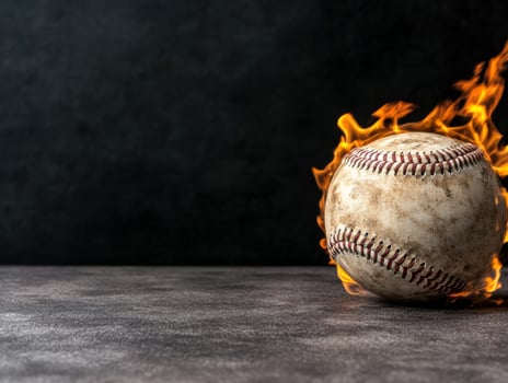 Burning baseball on dark background photo
