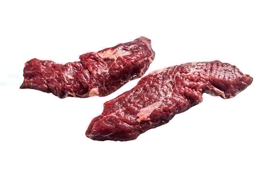 Machete steak raw cut or hanging tender cut. Isolated on white background. photo