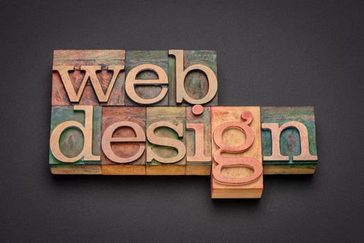 website design word abstract in wood type photo