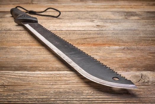 bush clearing machete with carbon steel blade and saw photo