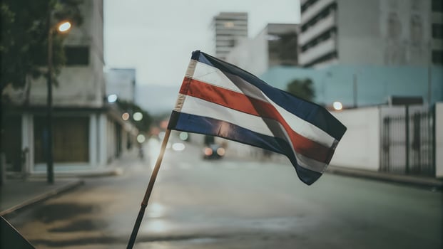 Close-up Costa Rica Flag Waving in the Wind photo