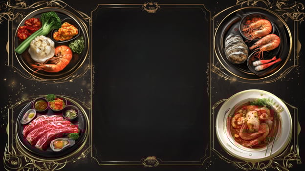 Delicious Korean BBQ Seafood Kimchi Stew Gourmet Food Photography photo