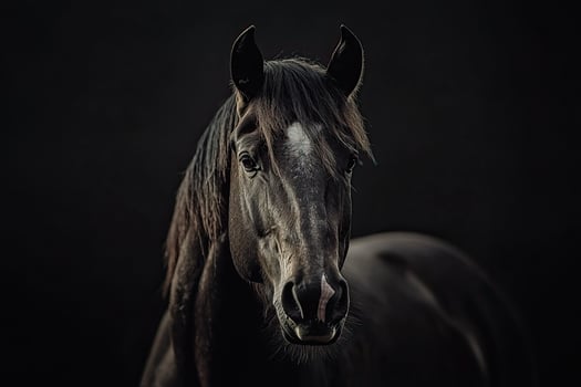 Portrait of a horse against a dark background photo
