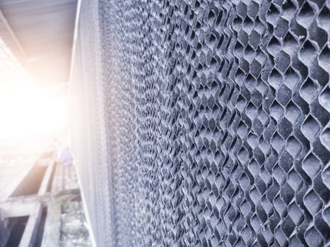 Cooling pad for poultry farm industry. photo