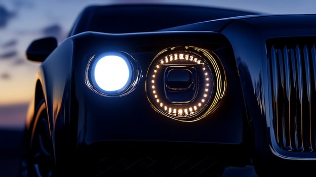 Sleek Luxury Car Headlights Shine Bright photo