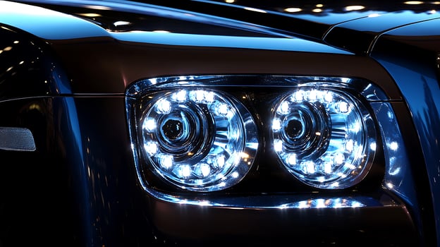 Close-Up of Luxury Car Headlights Under Night Sky Blanket photo