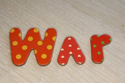 Colorful and vibrant Letter Magnets creatively Spelling out the word WAR on a Light Background photo