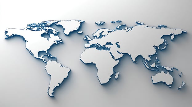 3D view of the world showing continents, oceans, and borders on a smooth surface photo