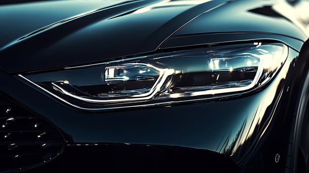 Crystal-Clear Headlight Glass Reflecting Light in a Stunning Close-Up photo