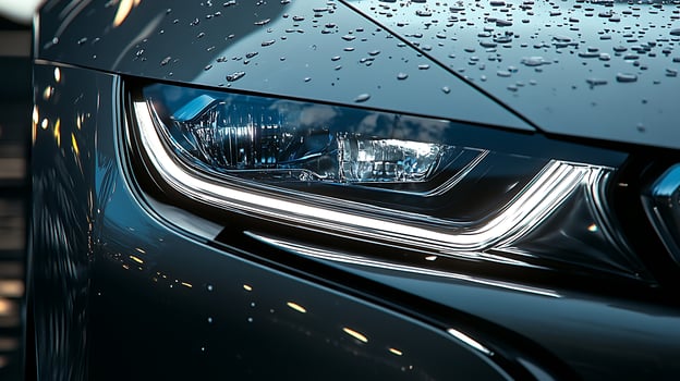 Close-Up of Car Headlights Showcasing Stunning Glass Clarity and Light photo