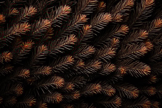 Top view of fir tree branch painted in Mocha Mousse color. Christmas background. photo