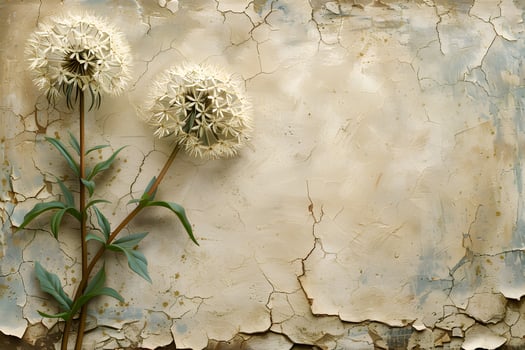 Rustic Floral Art with Dandelions on Textured Background for Vintage Decor photo