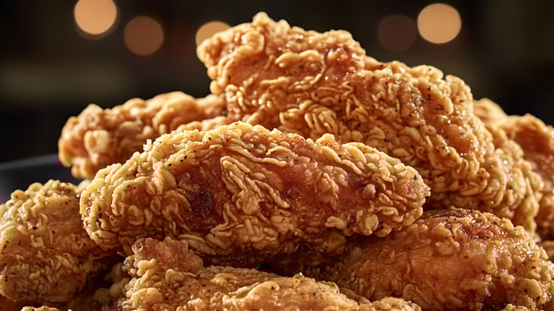 Mouthwatering Close-Up of Golden Crispy Chicken Fry photo