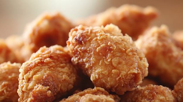 Perfectly Fried Chicken Fry Close-Up, Juicy and Golden Crisp photo