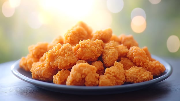 Golden Chicken Fry Served Hot with Stunning Bokeh Enhancements photo