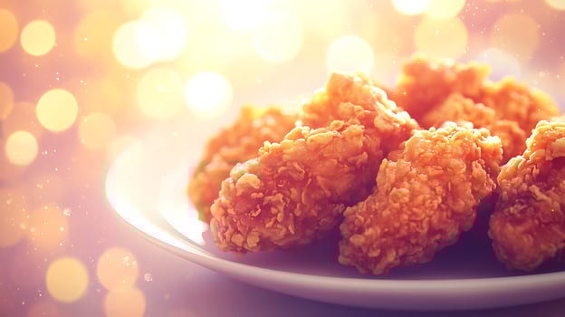 Crispy and Golden Chicken Fry Enhanced by Dreamy Bokeh Details photo