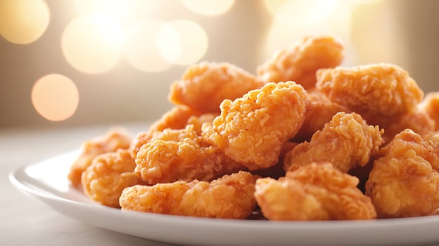 Crispy Fried Chicken Plate Complemented by Artistic Bokeh Effects photo