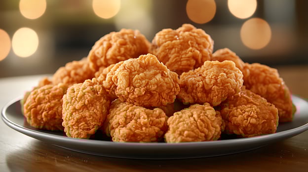 Juicy Chicken Fry Paired with a Soft, Elegant Bokeh Glow photo