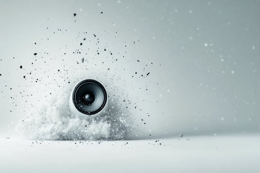 Energy and sound collide as speaker unleashes powerful vibration effect on surface photo