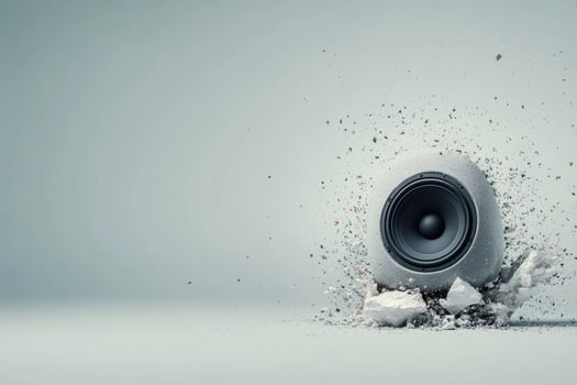 Energy and sound collide as speaker unleashes powerful vibration effect on surface photo