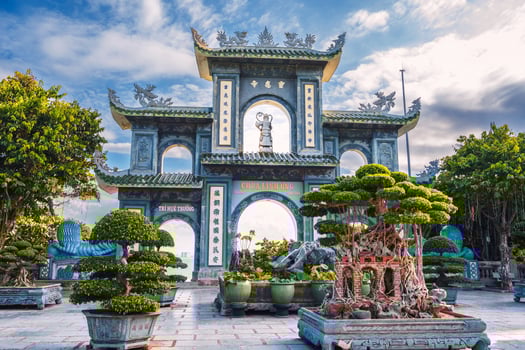 gate at t Linh Ung Buddhist pagoda in Da Nang in Vietnam in Asia in summer photo