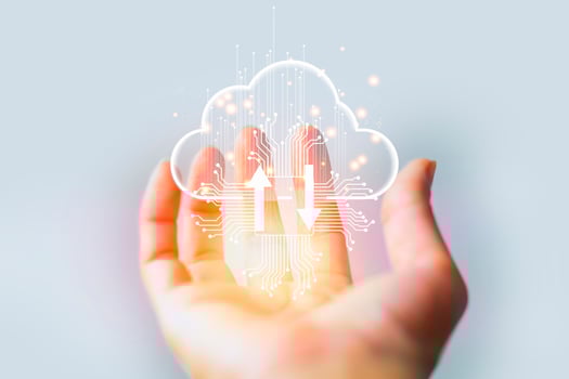 cloud computing concept with hand holding a cloud computing concept with hand holding a cloud computing concept with hand photo