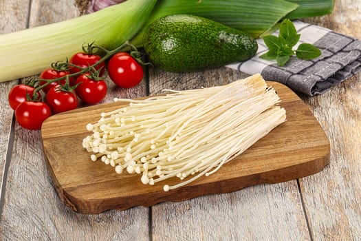 Raw enoki mushroom for cooking photo