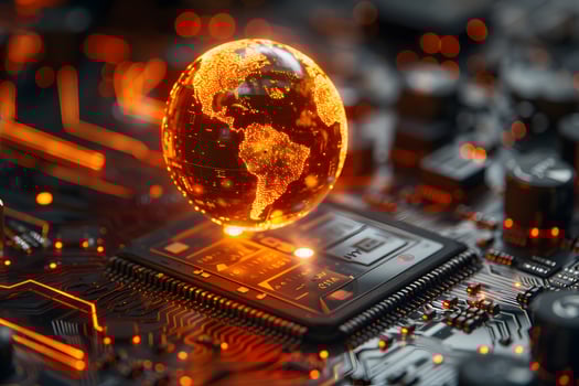 Digital Innovation and Global Connectivity Concept with Circuit Board and Earth photo