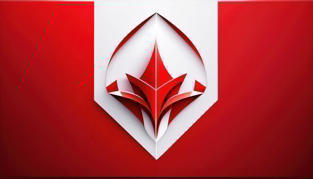 Abstract red and white geometric flower design with origami style photo