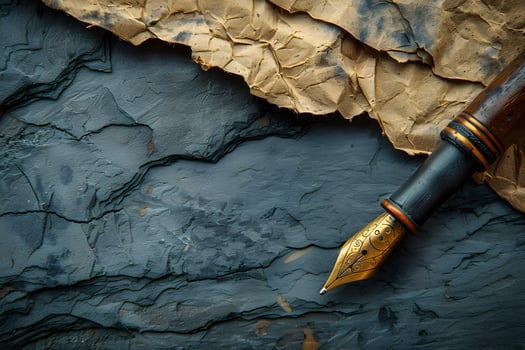 Vintage Fountain Pen on Textured Slate Timeless Writing Inspiration for Artistic Design photo