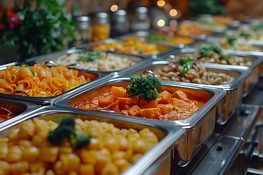 Variety of Delicious Pasta Dishes at a Buffet for Culinary Events and Celebrations photo