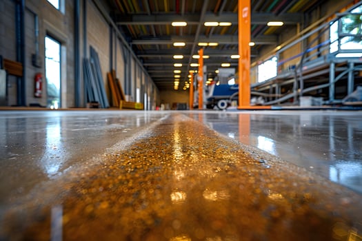 Modern Industrial Warehouse Interior with Polished Concrete Floor photo
