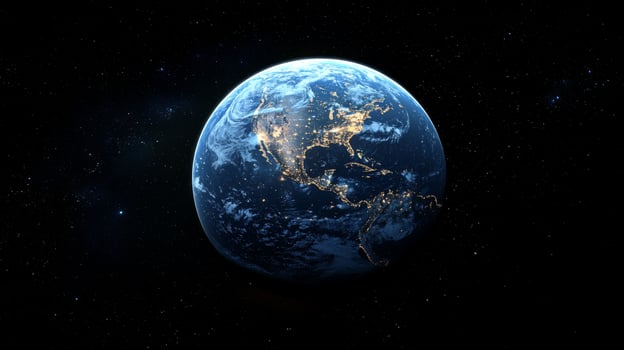 Night Earth Stunning Space Planet View City Lights Cosmos photo