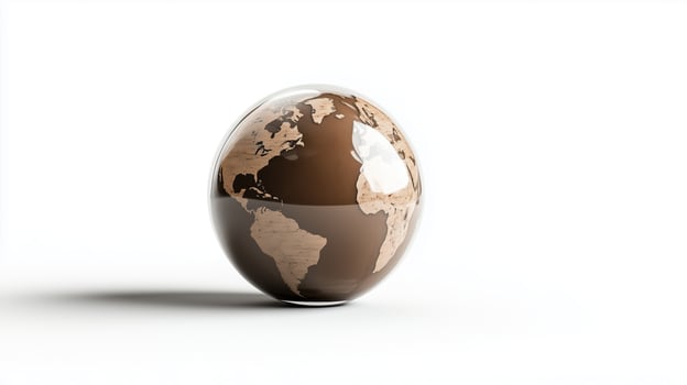 Global sphere with detailed continental representations on a light background rotating gently photo