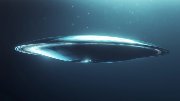 Futuristic Alien Spaceship Over Luminous Blue Planet Sci Fi Artwork photo