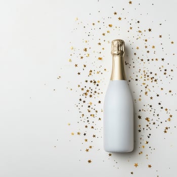 Celebrate with sparkling wine and golden stars for a festive occasion photo
