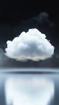 Cloud hovering above calm water with mist in serene atmosphere photo