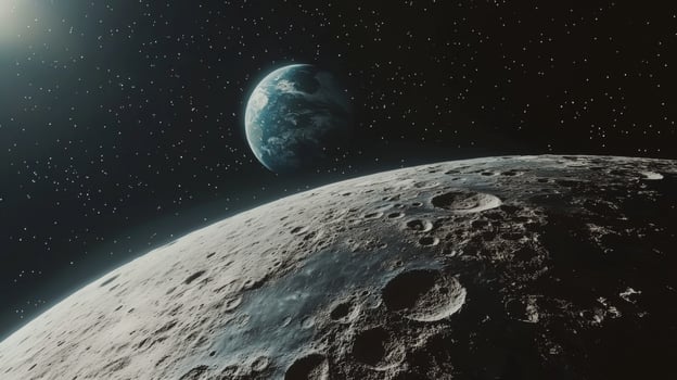 Stunning Earthrise from Moon High Res Space Exploration Image photo