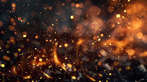 Fire and sparks on black background photo