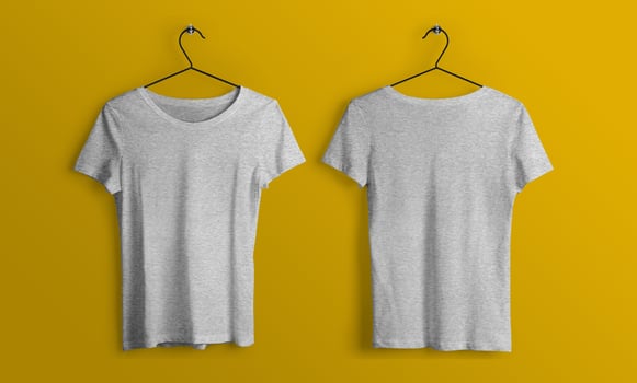 Front and Back Grey T-Shirt Long Sleeve Mockup With blank Background photo