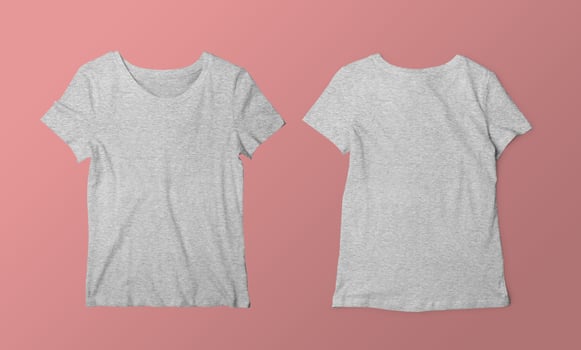 Front and Back Grey T-Shirt Long Sleeve Mockup With blank Background photo