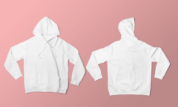Front and Back White Hoodie Mockup With blank Background photo