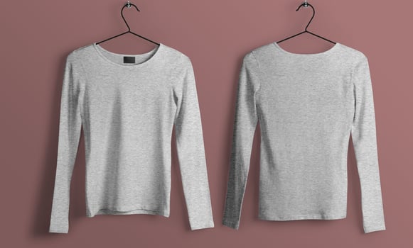 Front and Back Grey T-Shirt Long Sleeve Mockup With blank Background photo