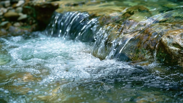 A stream of water is flowing over rocks photo