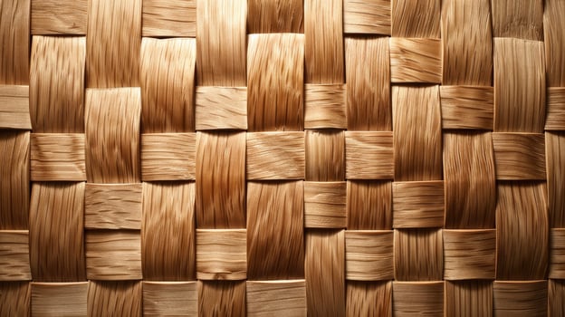 A close up of a woven wall with squares photo